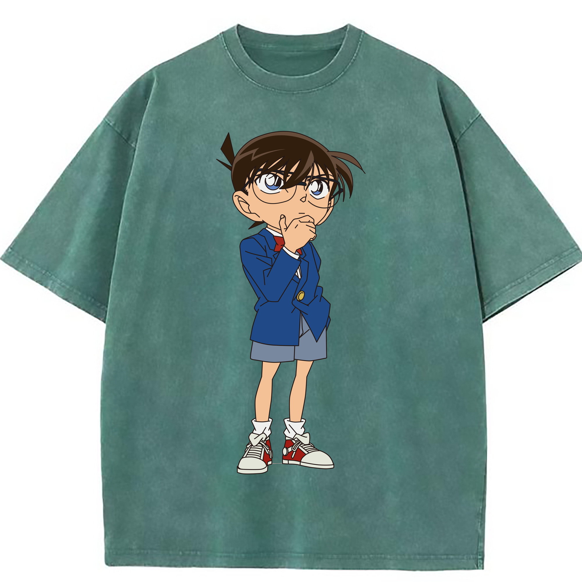 （画像用） 名探偵コナン 江戸川 コナン Detective Conan Conan Edogawa 綿100% ヴィンテージ風 半袖Tシャツ（フロントプリント）